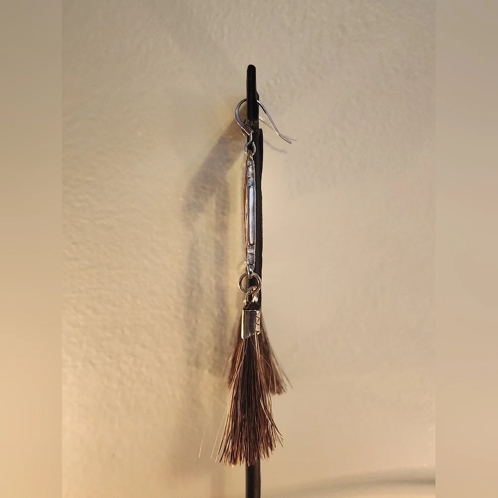 NWOT Southwestern Silver + Brown Tassel Earrings